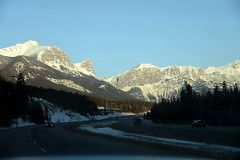 02 Mount Lawrence Grassi, Ha Ling Peak, Mount Rundle Ridge East End From Trans Canada Highway At Canmore Early Morning
